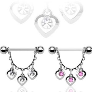 PINK LOVE HEART CHARM NIPPLE BARBELL