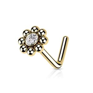 DAINTY DIAMANTÉ CENTRE FLOWER L BEND NOSE STUD