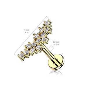 CRYSTAL CLUSTER INTERNALLY THREADED LABRET STUD