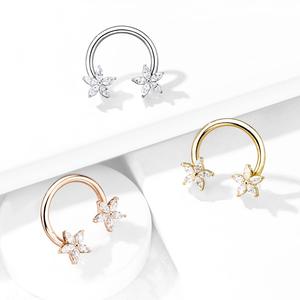 CRYSTAL FLOWER CIRCULAR BARBELL - 12MM