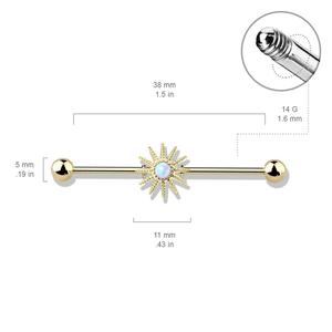 OPAL STAR INDUSTRIAL BARBELL - 38MM
