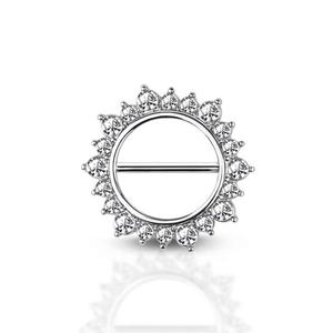 CRYSTAL FLOWER NIPPLE SHEILD CLICKER BARBELL