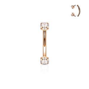 SPARKLE DOUBLE CRYSTAL 8MM CURVED BARBELL