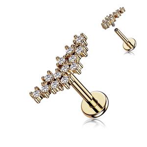 CRYSTAL CLUSTER INTERNALLY THREADED LABRET STUD