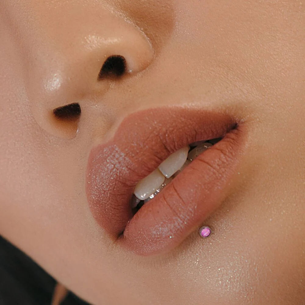 MINI ILLUMINATING OPAL TOP BIOFLEX FLAT BACK LABRET STUD