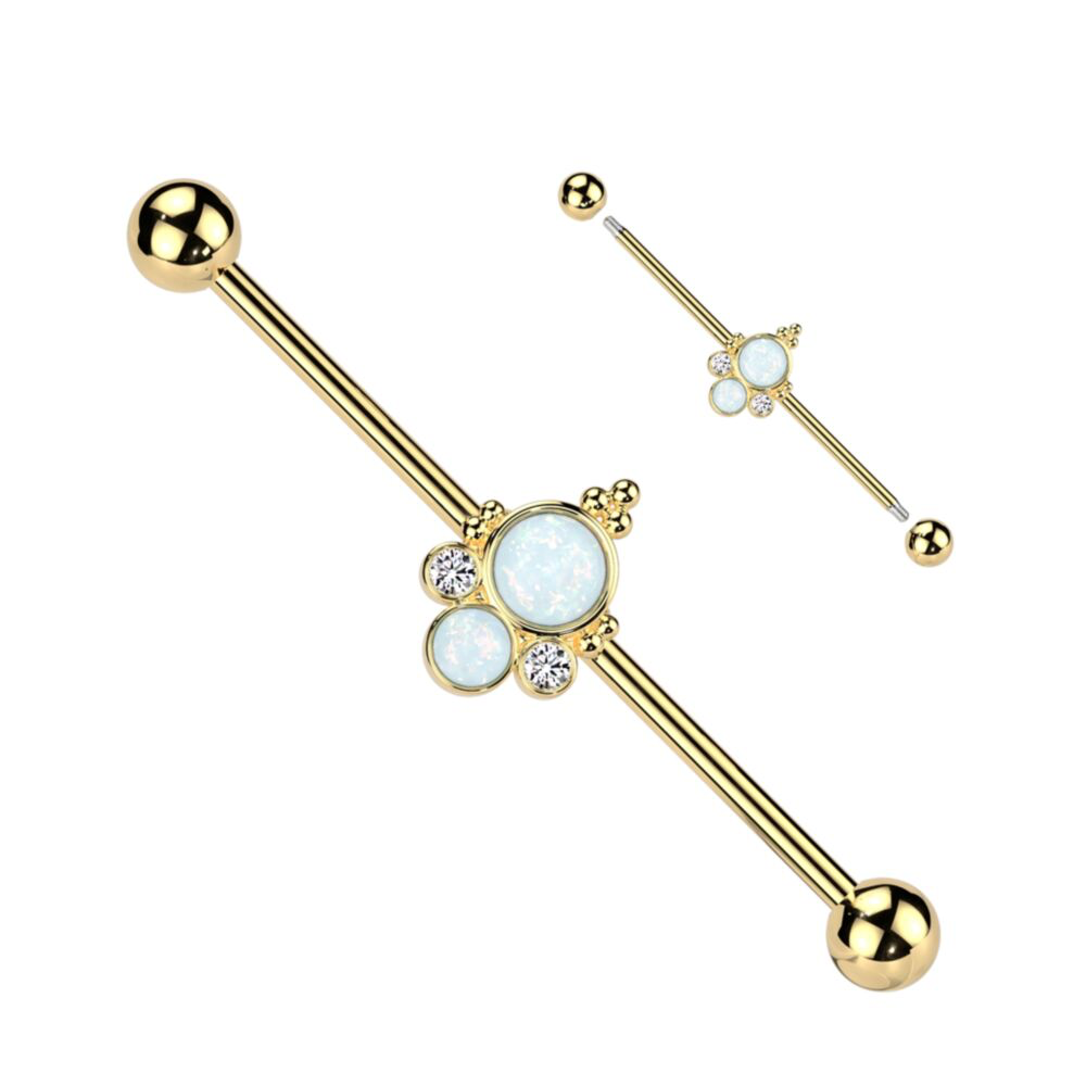 OPAL & CRYSTAL CENTRE INDUSTRIAL BARBELL - 38MM