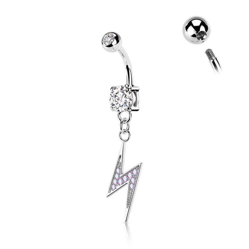 DANGLING LIGHTENING BOLT BELLY BUTTON RING