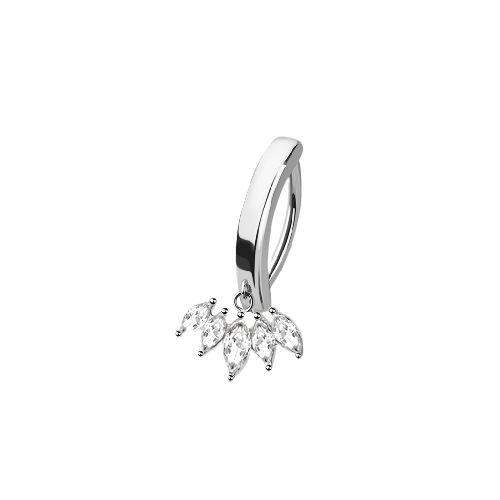 CRYSTAL MARQUISE CHARM BELLY CLICKER HOOP - 10MM
