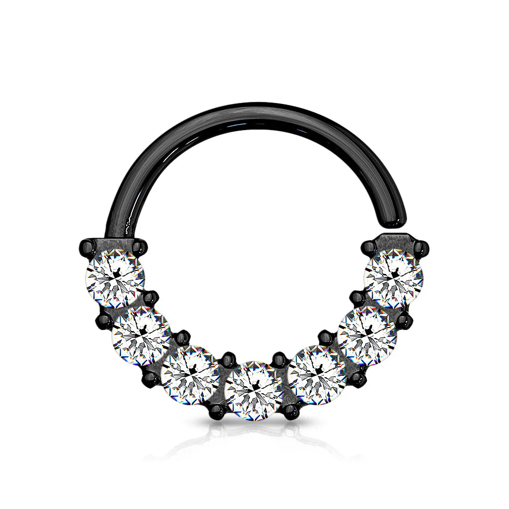 SPARKLE FRONT FACING CRYSTAL JEWELLED BENDABLE HOOP - 8MM - 16 GAUGE