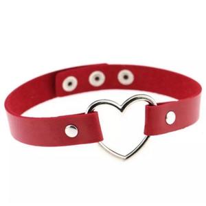 HEART FAUX LEATHER CHOKER NECKLACE