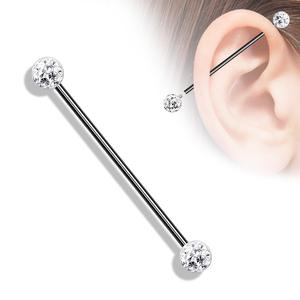 CRYSTAL DOUBLE DISCO BALL INDUSTRIAL BARBELL - 38MM