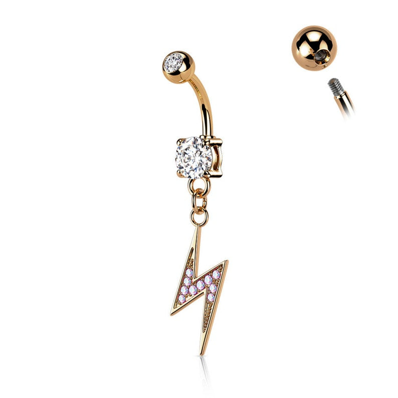 DANGLING LIGHTENING BOLT BELLY BUTTON RING