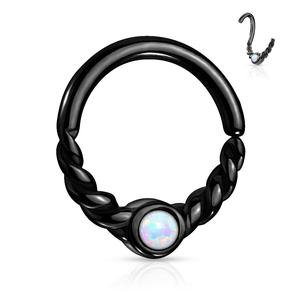 DAINTY BRAIDED OPAL CENTRE BENDABLE HOOP - 8MM