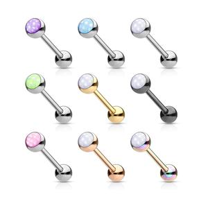 ILLUMINATING OPAL CENTRE TONGUE BAR - 16MM