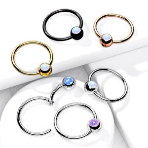 SOLID HOOP WITH OPAL BALL FASTENING