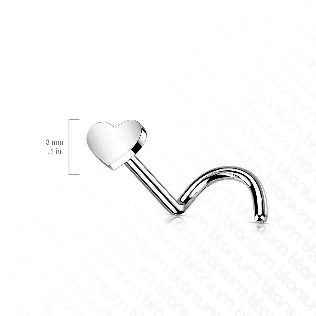 TITANIUM DAINTY PLAIN LOVE HEART NOSE STUD