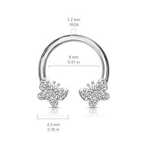 CRYSTAL BUTTERFLY CIRCULAR BARBELL - 8MM