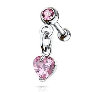 MINI CRYSTAL LOVE HEART 6MM BARBELL