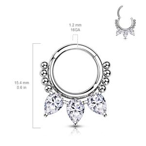 CRYSTAL TEARDROP BEADED HINGE CLOSE HOOP - 8MM