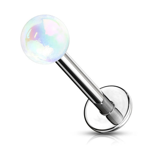 METALLIC TOP FLAT BACK LABRET STUD - 8MM