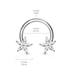 CRYSTAL FLOWER CIRCULAR BARBELL - 12MM