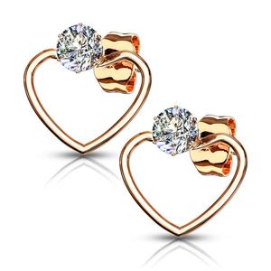 CRYSTAL LOVE HEART OUTLINE STUD EARRINGS