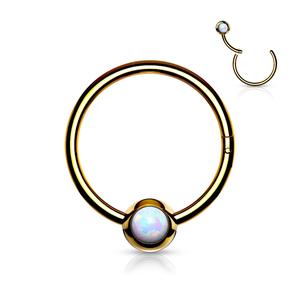 SOLID HOOP WITH OPAL BALL FASTENING
