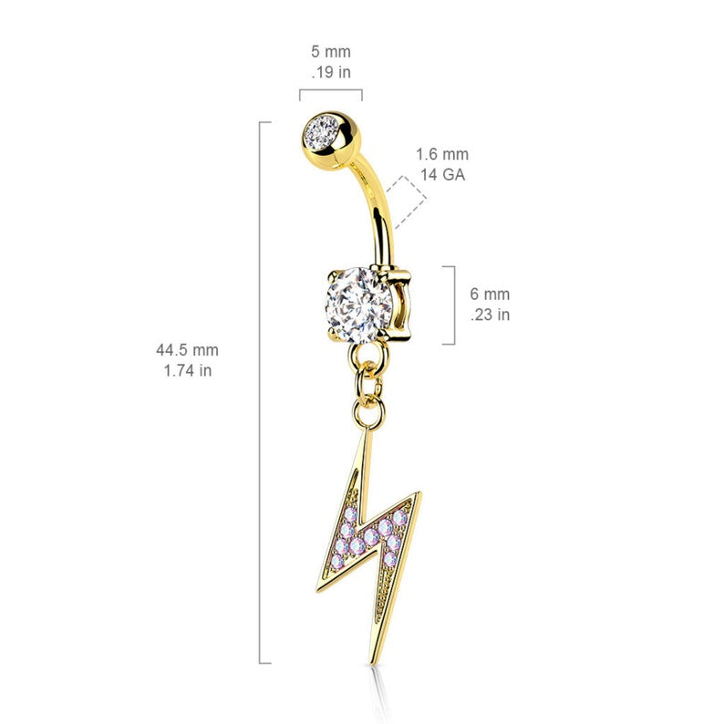 DANGLING LIGHTENING BOLT BELLY BUTTON RING