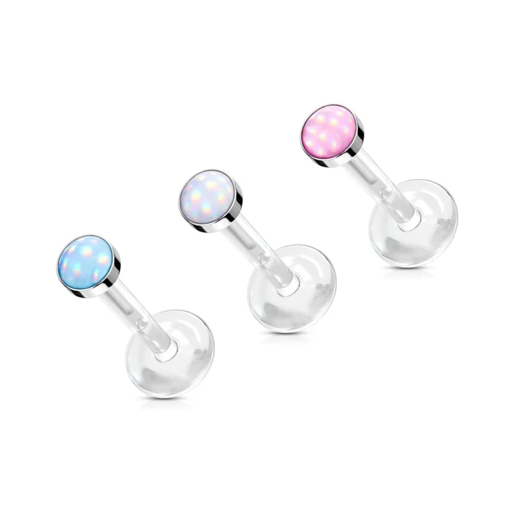 MINI ILLUMINATING OPAL TOP BIOFLEX FLAT BACK LABRET STUD