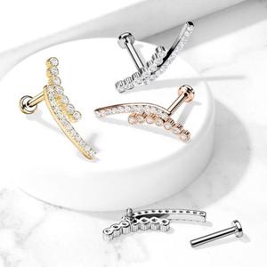 DOUBLE DAINTY CRYSTAL LINED FLAT BACK LABRET STUD