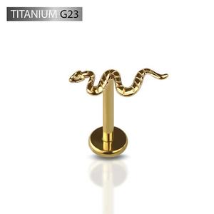 TITANIUM THREADLESS SLIVERING SNAKE FLATBACK LABRET STUD - 6MM