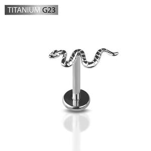 TITANIUM THREADLESS SLIVERING SNAKE FLATBACK LABRET STUD - 6MM
