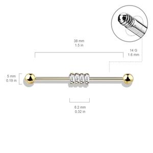 QUAD JEWELLED INDUSTRIAL BARBELL - 38MM