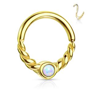 DAINTY BRAIDED OPAL CENTRE BENDABLE HOOP - 8MM
