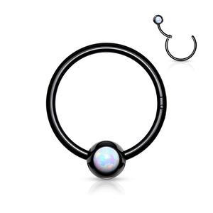 SOLID HOOP WITH OPAL BALL FASTENING