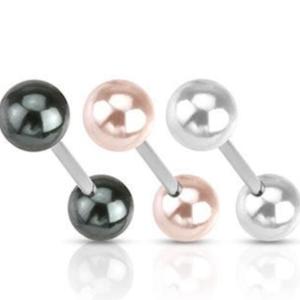 PEARL COATED TONGUE BARBELL - 16MM