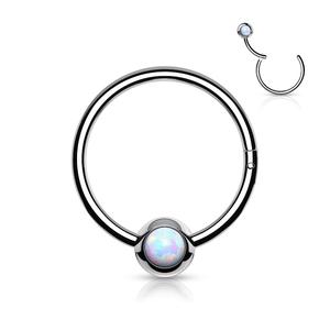 SOLID HOOP WITH OPAL BALL FASTENING