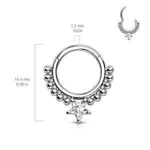 CRYSTAL STAR & BEADED HINGE CLOSE HOOP - 8MM