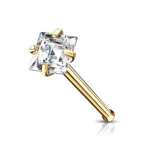 MINI CRYSTAL SQUARE NOSE STRAIGHT PRONG NOSE STUD