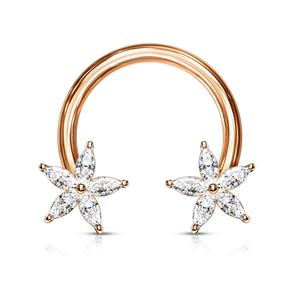 CRYSTAL FLOWER CIRCULAR BARBELL - 12MM