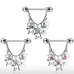 CRYSTAL STAR CHARM NIPPLE BAR - CLEAR CRYSTAL