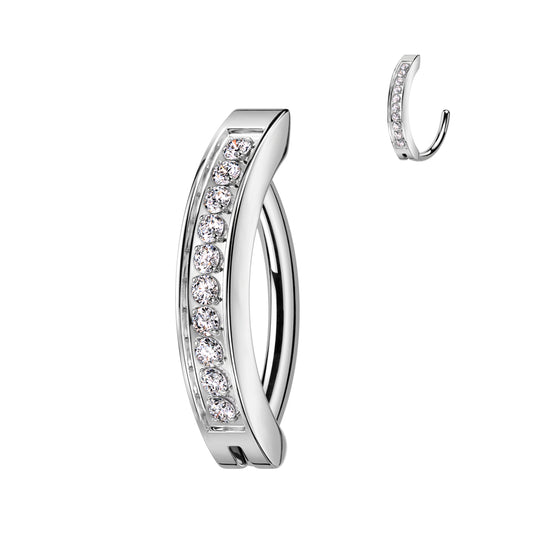 TITANIUM CRYSTAL LINED BELLY RING HOOP - 10MM - BELLY CLICKER