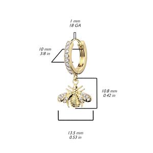 SPARKLE BUMBLE BEE HUGGIE HOOPS - 10MM