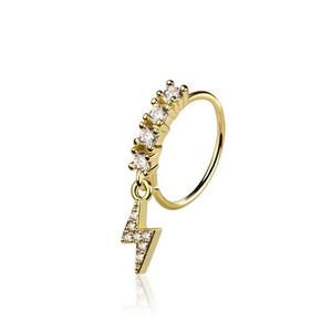CRYSTAL CHARM LIGHTENING BOLT NOSE RING - 8MM