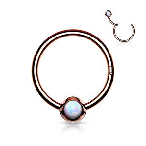 SOLID HOOP WITH OPAL BALL FASTENING