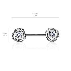 ROSE FLOWER CRYSTAL CENTRE NIPPLE BARBELL