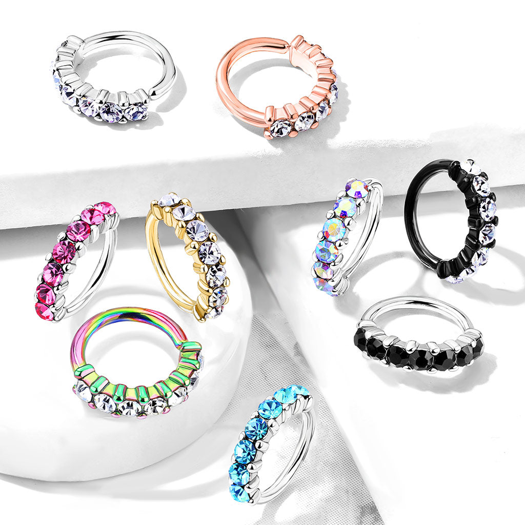 SPARKLE CRYSTAL BENDABLE NOSE RING HOOP - 8MM