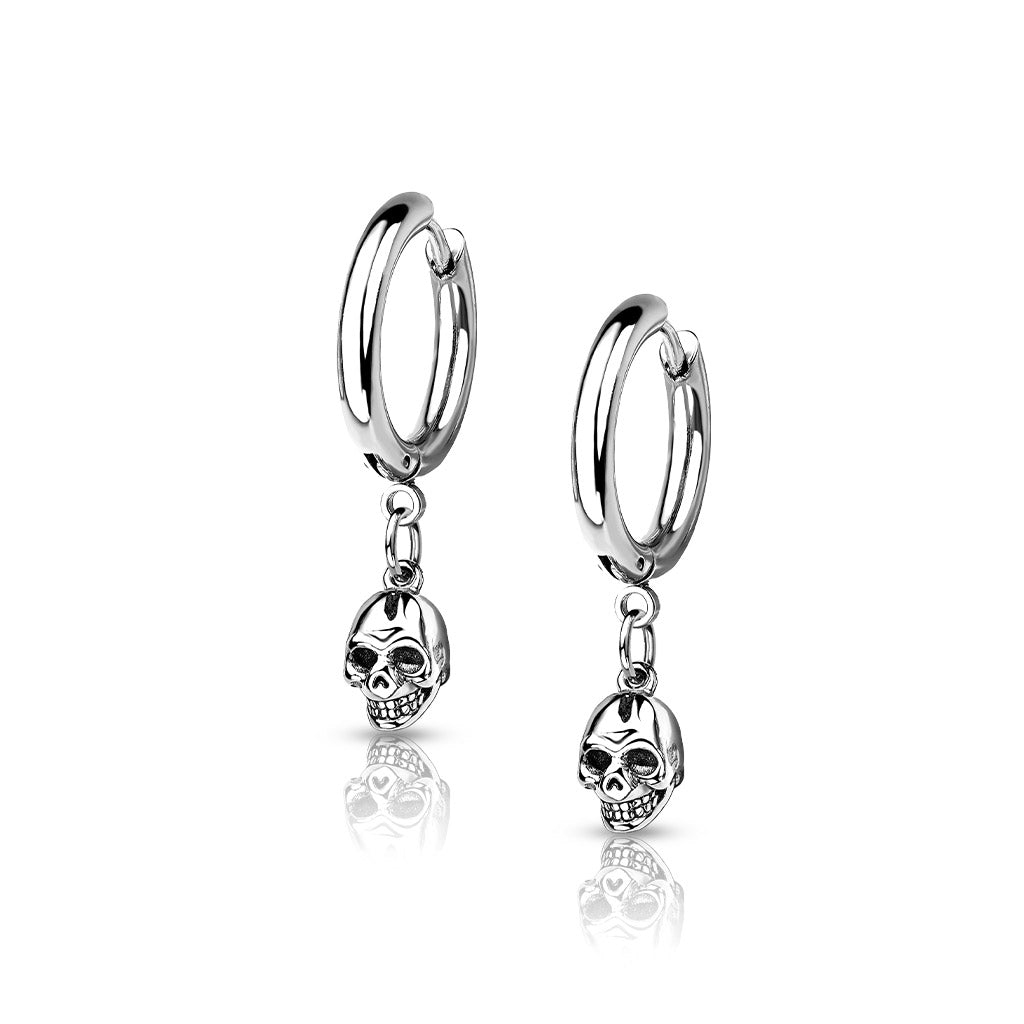 SKULL CHARM HOOP EARRINGS