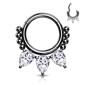 CRYSTAL TEARDROP BEADED HINGE CLOSE HOOP - 8MM