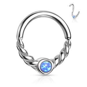 DAINTY BRAIDED OPAL CENTRE BENDABLE HOOP - 8MM